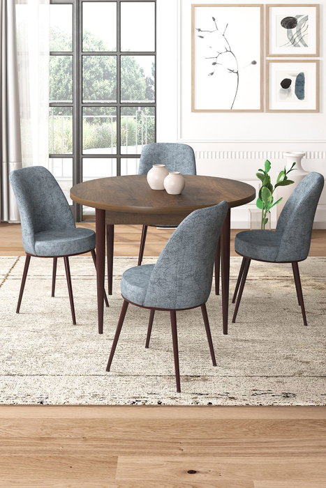 Hanah Home Juego de Mesa y Sillas de Comedor de 5 Piezas Barroco y Gris